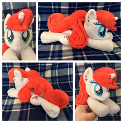 Size: 1024x1024 | Tagged: safe, artist:equinepalette, oc, oc only, oc:spirit brush, pony, unicorn, beanie (plushie), female, irl, mare, photo, plushie, prone, solo