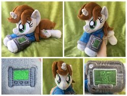 Size: 1600x1200 | Tagged: safe, artist:equinepalette, oc, oc only, oc:littlepip, pony, unicorn, fallout equestria, beanie (plushie), clothes, cutie mark, fanfic, female, hooves, horn, irl, jumpsuit, mare, photo, pipbuck, plushie, solo, vault suit