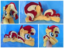 Size: 1024x768 | Tagged: safe, artist:equinepalette, sunset shimmer, pony, unicorn, g4, beanie (plushie), female, hand, irl, mare, photo, plushie, prone, solo