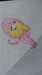 Size: 2304x4096 | Tagged: safe, artist:emositecc, fluttershy, pony, g4, bust, female, mare, open mouth, solo, traditional art