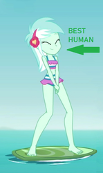 Size: 488x820 | Tagged: safe, screencap, lyra heartstrings, equestria girls, equestria girls series, g4, turf war, barefoot, best human, clothes, cropped, feet, female, lyra heartstrings swimsuit, solo, swimsuit