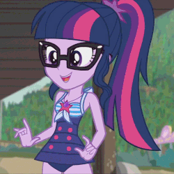 Size: 1086x1080 | Tagged: safe, screencap, sci-twi, twilight sparkle, equestria girls, g4, my little pony equestria girls: better together, x marks the spot, animated, clothes, cropped, female, geode of telekinesis, gif, lidded eyes, solo, swimsuit