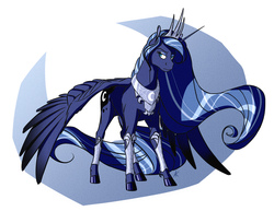 Size: 4164x3216 | Tagged: safe, artist:akweer, princess luna, alicorn, pony, g4, female, jewelry, mare, regalia, simple background, solo, spread wings, white background, wings