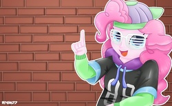 Size: 1300x800 | Tagged: safe, artist:rivin177, pinkie pie, dance magic, equestria girls, equestria girls specials, g4, awesome, backwards ballcap, baseball cap, breaking the fourth wall, cap, cool, female, hat, looking at you, mc pinkie, rapper pie, shutter shades, solo, sunglasses