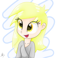 Size: 1414x1414 | Tagged: safe, artist:rivin177, derpy hooves, human, equestria girls, g4, beautiful, blonde, cute, derp, derpabetes, female, happy, humanized, open mouth, smiling, solo, yellow hair