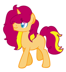 Size: 970x1063 | Tagged: safe, artist:crystalponyart7669, oc, oc only, oc:creme brulee, pony, unicorn, magical lesbian spawn, male, offspring, parent:pinkie pie, parent:sunset shimmer, parents:sunsetpie, simple background, solo, stallion, transparent background