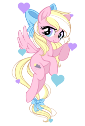 Size: 1490x2220 | Tagged: safe, artist:emberslament, oc, oc only, oc:bay breeze, pegasus, pony, blushing, bow, cute, female, flying, hair bow, looking at you, mare, ocbetes, simple background, solo, tail bow, transparent background