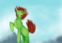 Size: 1000x700 | Tagged: safe, artist:chrisgotjar, oc, oc only, oc:chrisgotjar, earth pony, pony, blurry, jumping, male, missing cutie mark, raised hoof, simple background, solo