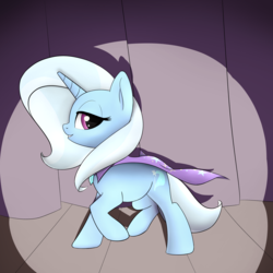 Size: 2200x2200 | Tagged: safe, artist:whiskeypanda, trixie, pony, unicorn, g4, cape, clothes, drapes, female, high res, looking at you, solo, spotlight, stage
