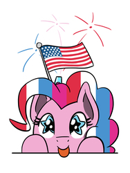 Size: 1350x1800 | Tagged: safe, artist:flutterluv, pinkie pie, earth pony, pony, g4, 4th of july, american independence day, female, holiday, simple background, solo, starry eyes, tongue out, white background, wingding eyes