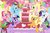 Size: 1107x721 | Tagged: safe, artist:porygon2z, applejack, fluttershy, gummy, pinkie pie, rainbow dash, rarity, spike, twilight sparkle, g4, balloon, birthday, cake, confetti, food, hat, mane seven, mane six, party, party hat