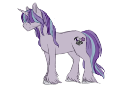 Size: 1024x743 | Tagged: safe, artist:kimyowolf, oc, oc only, oc:rockspell, pony, unicorn, hair over eyes, male, simple background, solo, stallion, transparent background, unshorn fetlocks
