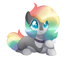 Size: 690x593 | Tagged: safe, artist:sugaryicecreammlp, oc, oc only, oc:solar lights, earth pony, pony, base used, colored pupils, female, mare, prone, rainbow hair, simple background, solo, transparent background