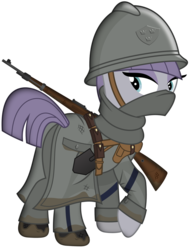 Size: 1024x1346 | Tagged: safe, artist:brony-works, maud pie, earth pony, pony, g4, boots, female, gun, helmet, military, military uniform, mud, rifle, shoes, shovel, simple background, solo, swedish, transparent background, vector, weapon, world war i