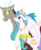 Size: 2000x2451 | Tagged: safe, artist:hirundoarvensis, discord, princess celestia, alicorn, draconequus, pony, g4, blushing, female, high res, holding a pony, male, ship:dislestia, shipping, simple background, straight, transparent background