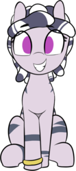 Size: 427x966 | Tagged: safe, artist:shinodage, oc, oc only, oc:zala, pony, zebra, adorable face, background removed, cute, female, filly, grin, looking at you, ocbetes, simple background, smiling, solo, squee, transparent background, zebra oc