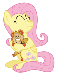 Size: 3500x4511 | Tagged: safe, artist:masem, fluttershy, hamster, pegasus, pony, g4, .ai available, angry, cute, hammond, hug, overwatch, simple background, smiling, transparent background, unamused, vector