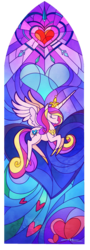 Size: 889x2459 | Tagged: safe, artist:alexia tryfon, edit, princess cadance, alicorn, pony, g4, my little pony: the movie, female, heart, mare, simple background, solo, stained glass, transparent background, youtube link