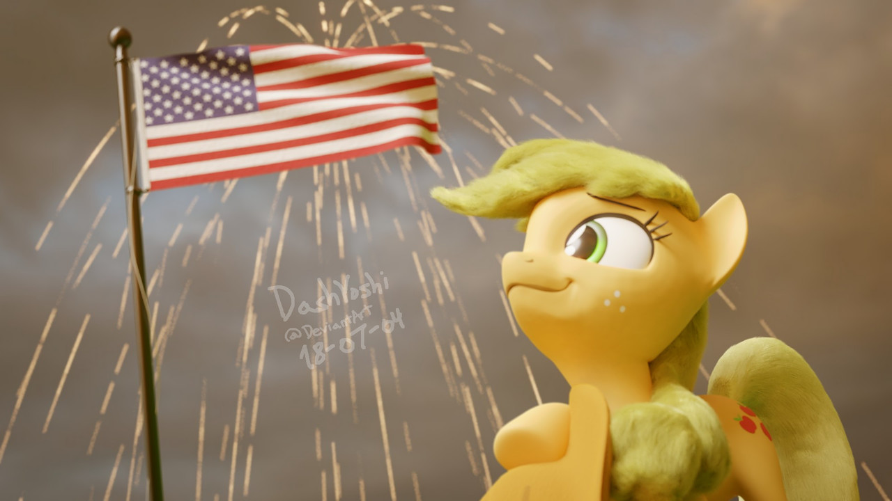 #1773051 - safe, artist:dashyoshi, applejack, pony, 3d, 4th of july ...