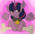 Size: 623x595 | Tagged: safe, artist:mewcifur, twilight sparkle, alicorn, pony, g4, behaving like a dog, bone, collar, female, floating wings, pet play, pet tag, pettwi, solo, twilight dog, twilight sparkle (alicorn)