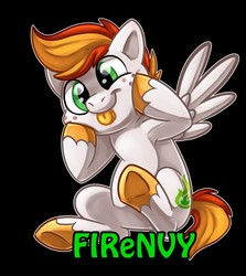 Size: 1143x1280 | Tagged: safe, artist:sciggles, oc, oc only, oc:firenvy, pegasus, pony, solo, tongue out