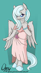 Size: 600x1073 | Tagged: safe, artist:omny87, pegasus, anthro, clothes, dress, female