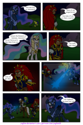 Size: 1200x1800 | Tagged: safe, artist:yogfan, princess celestia, princess luna, alicorn, pony, comic:but i do now, g4, comic, crossover, elements of harmony, epona, ganondorf, link, the legend of zelda