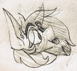 Size: 2604x2392 | Tagged: safe, artist:kirbirb, oc, oc:scarlett lane, pony, :p, bust, high res, monochrome, portrait, silly, solo, tongue out, traditional art