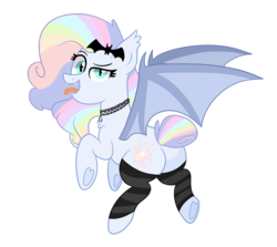 Size: 1024x915 | Tagged: safe, artist:ashidaii, oc, oc only, oc:spectral prism, bat pony, pony, butt, clothes, female, mare, plot, simple background, socks, solo, tongue out, transparent background