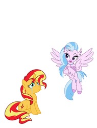 Size: 3106x4096 | Tagged: safe, silverstream, sunset shimmer, pony, g4, school daze, abuse, female, op is a duck, op is trying to start shit, sad, shimmerbuse, simple background, sunsad shimmer, white background