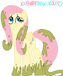 Size: 1024x1229 | Tagged: safe, artist:xxfluffypachirisuxx, fluttershy, pony, g4, female, mud, simple background, solo, transparent background