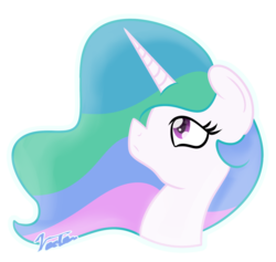 Size: 1351x1280 | Tagged: safe, artist:vaetan, princess celestia, alicorn, pony, g4, bust, female, mare, signature, simple background, solo, transparent background