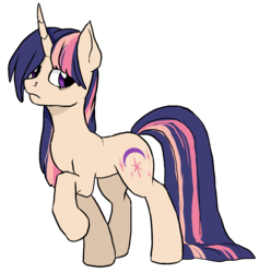 Size: 1342x1414 | Tagged: safe, artist:not-ordinary-pony, derpibooru exclusive, moondancer, pony, unicorn, g4, female, frown, mare, raised hoof, redesign, simple background, solo, transparent background