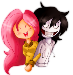 Size: 562x576 | Tagged: safe, artist:roselladoll1, fluttershy, human, g4, creepypasta, humanized, jeff the killer, meme, simple background, transparent background