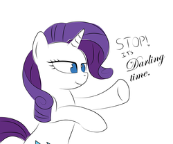 Size: 5000x4168 | Tagged: safe, artist:up-world, rarity, pony, unicorn, g4, :t, absurd resolution, darling, female, hammer time, mc hammer, raised hoof, simple background, solo, song reference, stop, text, u can't touch this, white background