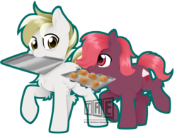 Size: 3000x2336 | Tagged: safe, artist:theartsyemporium, oc, oc only, pony, commission, duo, high res, simple background, sticker, transparent background