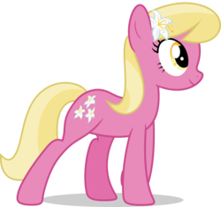 Size: 7000x6540 | Tagged: safe, artist:luckreza8, lily, lily valley, earth pony, pony, g4, marks for effort, absurd resolution, background pony, female, flower, flower in hair, mare, show accurate, simple background, smiling, solo, transparent background, vector