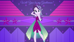 Size: 3840x2160 | Tagged: safe, artist:laszlvfx, artist:punzil504, edit, starlight glimmer, equestria girls, g4, clothes, clothes swap, dress, female, high res, looking at you, ponied up, smiling, solo, wallpaper, wallpaper edit