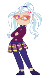 Size: 514x824 | Tagged: safe, artist:yaya54320, sugarcoat, equestria girls, g4, clothes, crossed arms, crystal prep academy uniform, female, glasses, human coloration, looking at you, school uniform, simple background, solo, white background