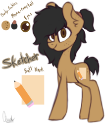 Size: 3000x3500 | Tagged: safe, artist:claudearts, oc, oc only, oc:sketcher, pony, butt freckles, cutie mark, freckles, high res, reference sheet, simple background, solo, transparent background