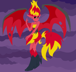 Size: 3200x3035 | Tagged: safe, artist:tigra0118, sunset shimmer, demon, equestria girls, g4, my little pony equestria girls, clothes, fangs, female, high res, solo, sunset satan