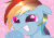 Size: 1000x700 | Tagged: safe, artist:asherspray, rainbow dash, pony, g4, animated, bust, cute, dashabetes, eye shimmer, female, floppy ears, gif, hooves together, mare, pink background, portrait, simple background, smiling, solo, sparkles