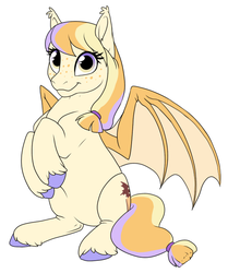 Size: 572x685 | Tagged: safe, artist:mythpony, oc, oc only, oc:pumpkin pie, bat pony, pony, female, mare, simple background, sitting, solo, white background