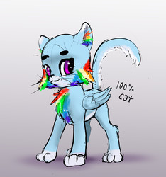 Size: 1039x1109 | Tagged: safe, artist:xbi, rainbow dash, cat, cat pony, original species, pegasus, pony, g4, catified, female, solo, species swap, standing