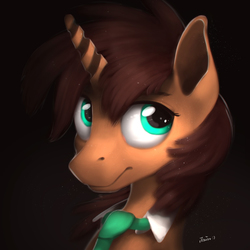 Size: 3000x3000 | Tagged: safe, artist:blackligerth, oc, oc only, oc:tea timer, pony, unicorn, avatar, black background, high res, horn, looking at you, male, necktie, simple background, solo, stallion