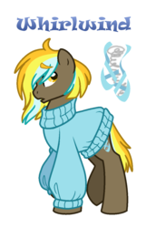 Size: 814x1182 | Tagged: safe, artist:hazardous-andy, oc, oc only, oc:whirlwind, pony, base used, clothes, male, offspring, parent:lightning dust, parent:thunderlane, parents:thunderdust, simple background, solo, stallion, sweater, transparent background
