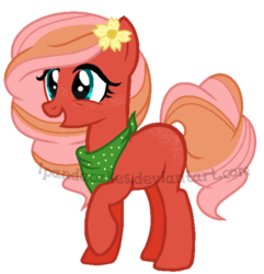 Size: 481x498 | Tagged: safe, artist:ipandacakes, oc, oc only, oc:dahlia apple-rose, earth pony, pony, base used, blank flank, female, flower, flower in hair, mare, neckerchief, offspring, parent:big macintosh, parent:fluttershy, parents:fluttermac, simple background, solo, transparent background, watermark