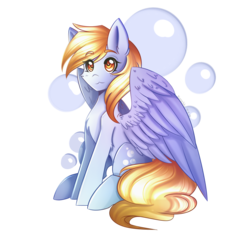 Size: 2000x1925 | Tagged: safe, artist:kurochhi, derpy hooves, pegasus, pony, g4, bubble, female, mare, simple background, sitting, solo, transparent background