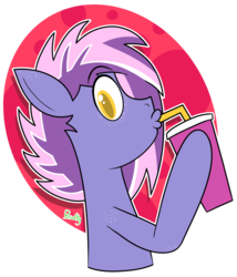 Size: 1800x2100 | Tagged: safe, artist:b-cacto, oc, oc only, oc:berry frost, earth pony, pony, cup, drinking, looking at you, simple background, sipp, sipping, solo, straw, transparent background