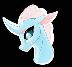 Size: 1241x1144 | Tagged: safe, artist:evergreen-gemdust, ocellus, changedling, changeling, g4, black background, crying, female, sad, simple background, solo